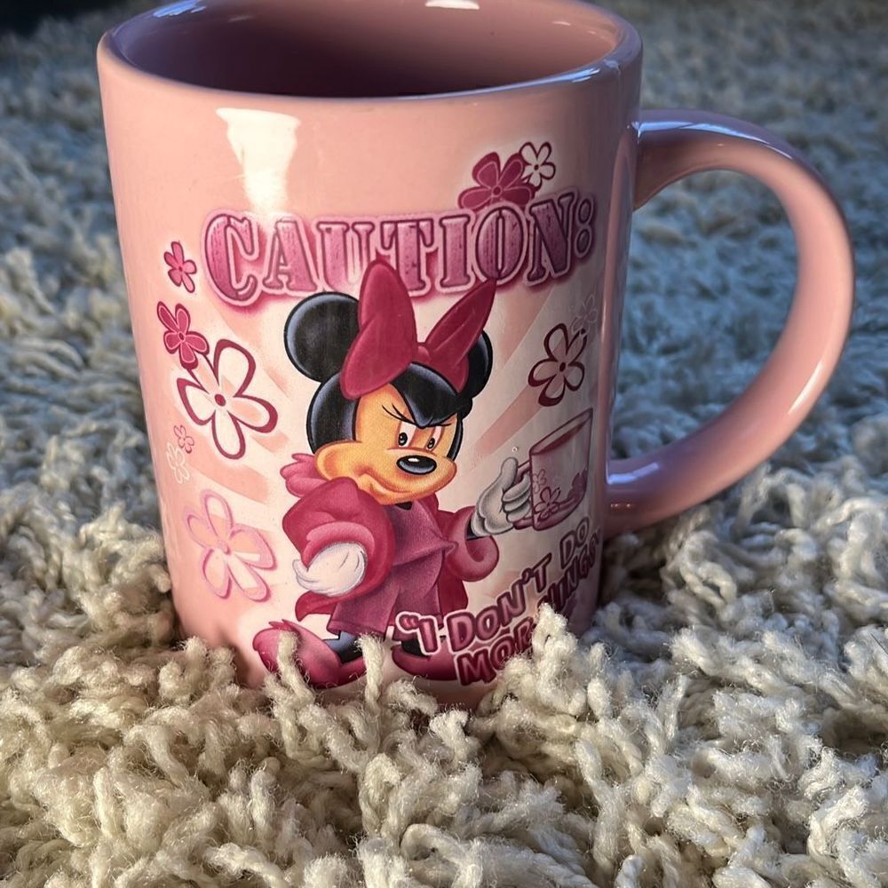 DISNEY PARKS “I DINT DO MORNINGS” MINNIE MOUSE COFFEE MUG CUP Jerry Leigh